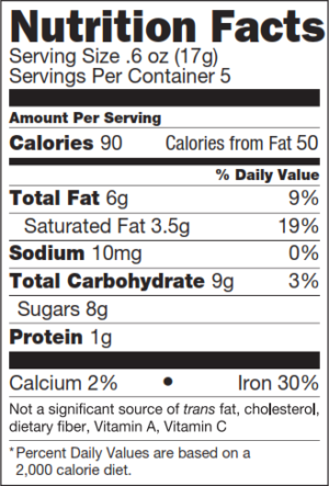Peppermint Bark Nutrition Facts